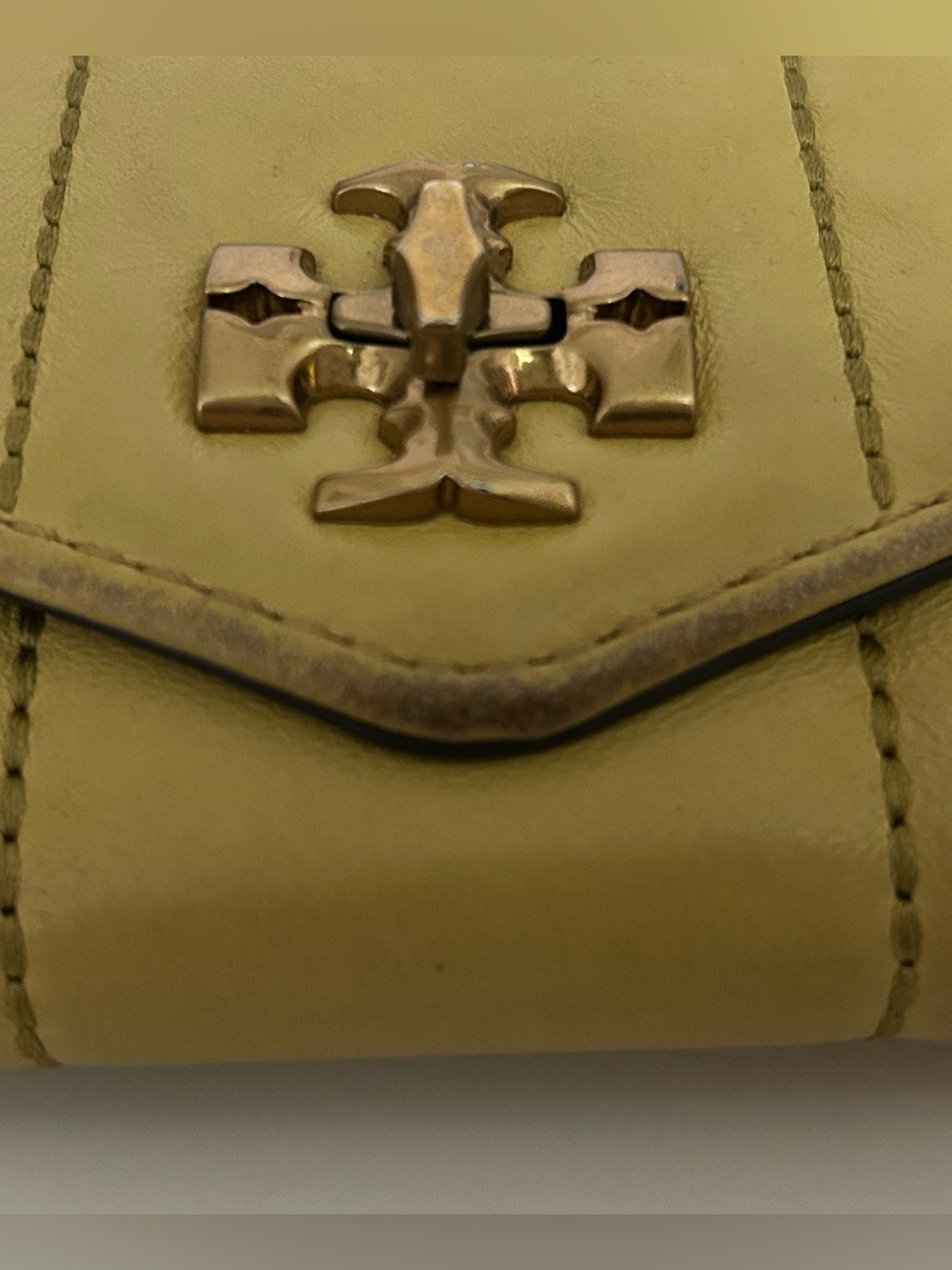 Tory Burch Kira Quilted Envelope Wallet - Mustard Yellow Leather - Picture 9 of 11